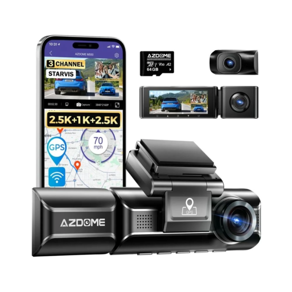 AZDOME M550 Max Autokamera mit 4K-Aufnahme, Dreifachkamera und 3"-Display – Bild 2
