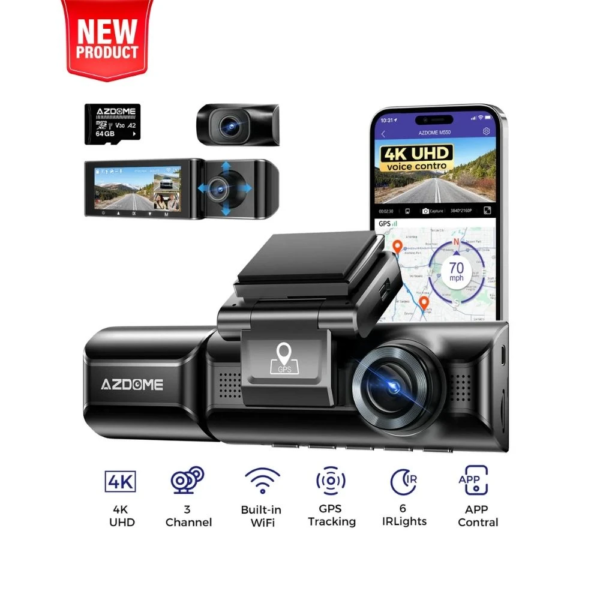 AZDOME M550 Max Autokamera mit 4K-Aufnahme, Dreifachkamera und 3"-Display