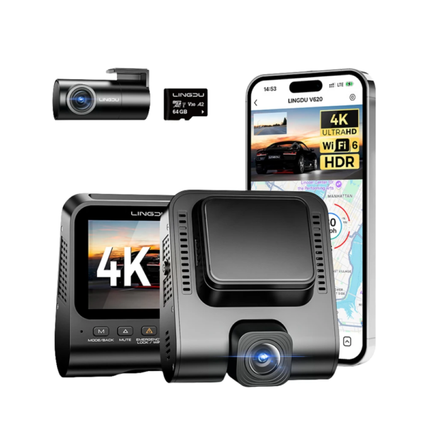 LINGDU V620 Autokamera mit 4K Aufnahme, 2" Display – Bild 2