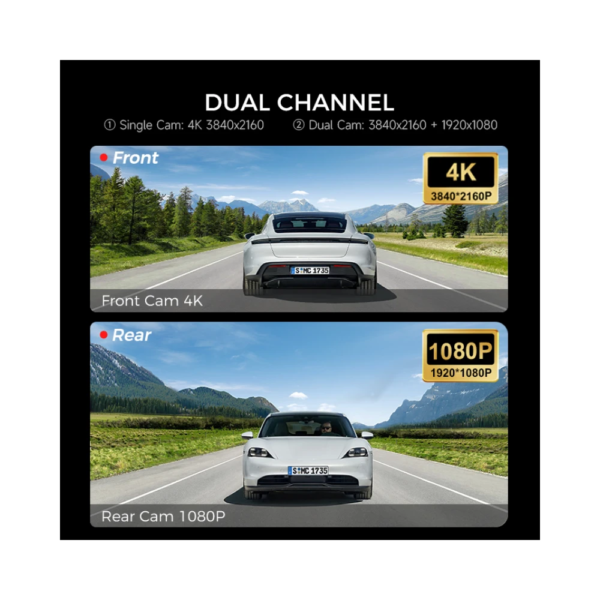 LINGDU V620 Autokamera mit 4K Aufnahme, 2" Display – Bild 3