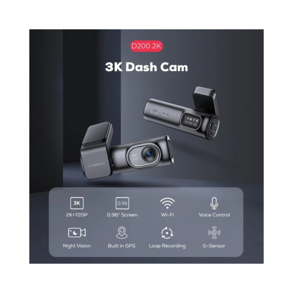 LINGDU D200 Pro Autokamera mit 3K Aufnahme, 0.96" Display – Bild 4