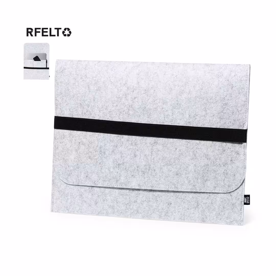 Gepolsterte RPET-Laptoptasche für 15-Zoll-Laptops. Elastischer Verschluss.